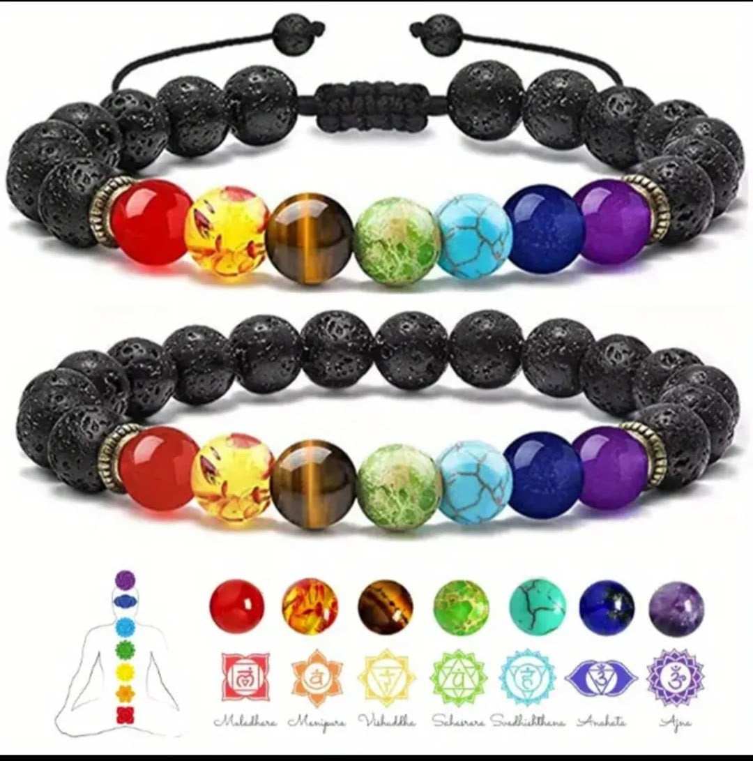 Diffuser Chakra Lava Rock Bracelets - Aromatherapy Diffuser - צמידים ארומתרפיים